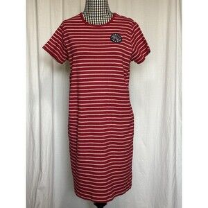USA Flag Shirt Dress Red Striped Size M Dress Short Sleeves Stretch 100% Cotton